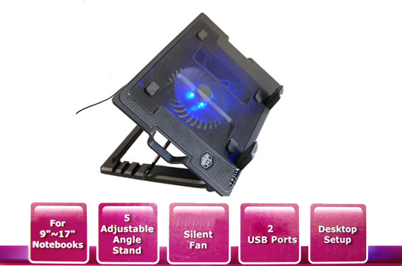 Notebook Laptop Cooling Pad Cooler Fan Stand w/ USB Hub